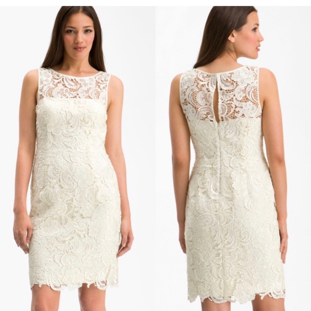 Adrianna Papell Lace Sheath Dress Champagne